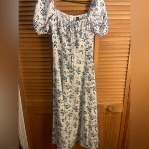 Floral Blue and White Maxi Dress